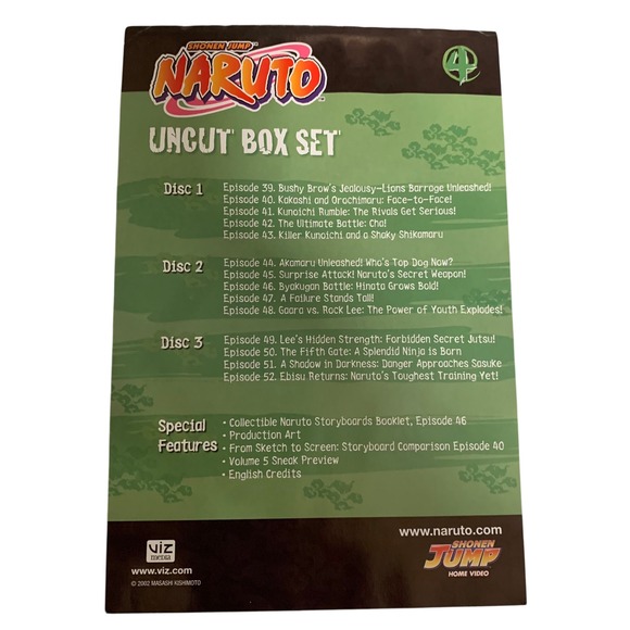 Shonen Jump Naruto Uncut Box Set 4 DVD 3 Discs Episodes 39-52 2002 Tested Works - Picture 5 of 6